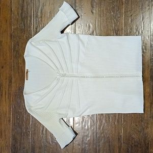 Belldini Ivory Short Sleeve Ribbed Jeweled Zip up XL